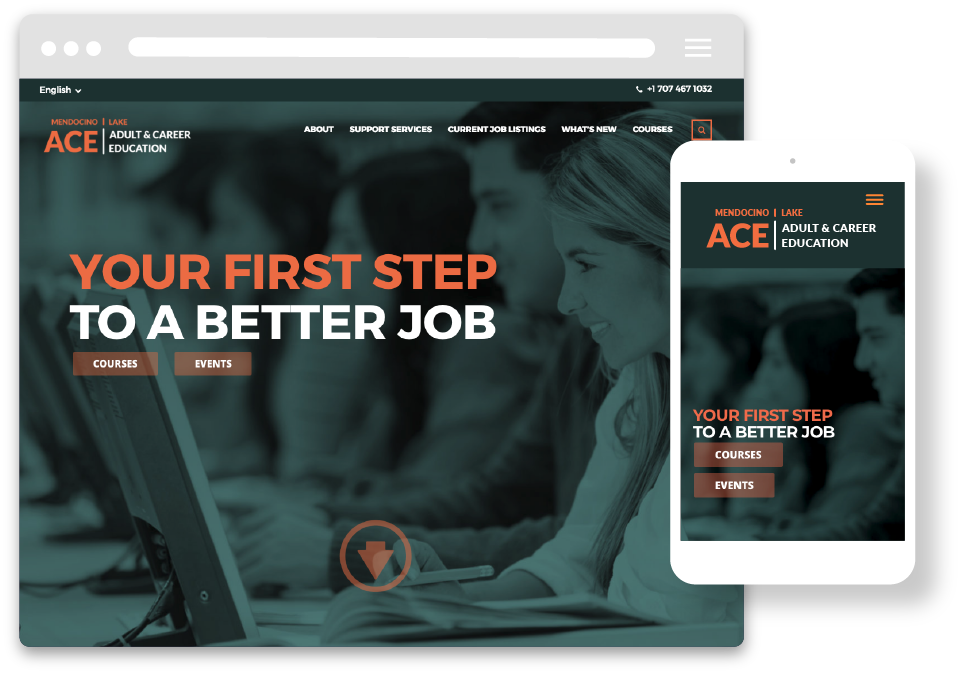 ACE Adult Education responsive website design sample