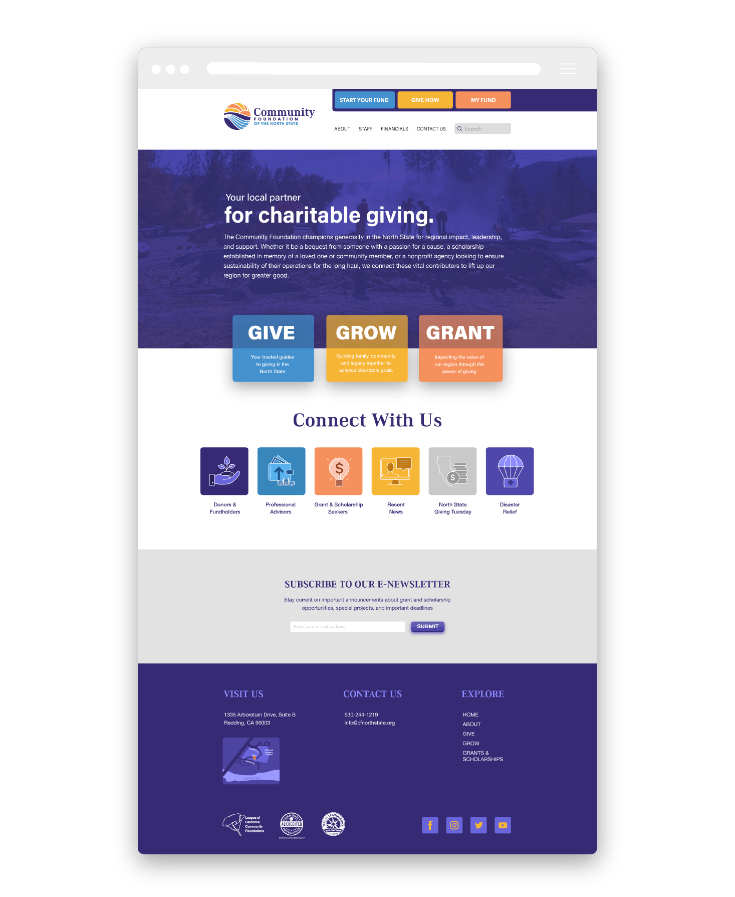 CFNS homepage website design and development sample