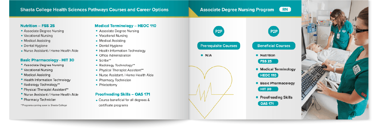 Educational marketing brochure design for health science and nursing courses
